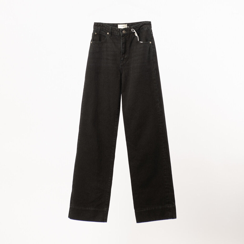 Frame Washed Black Wide Leg Jeans