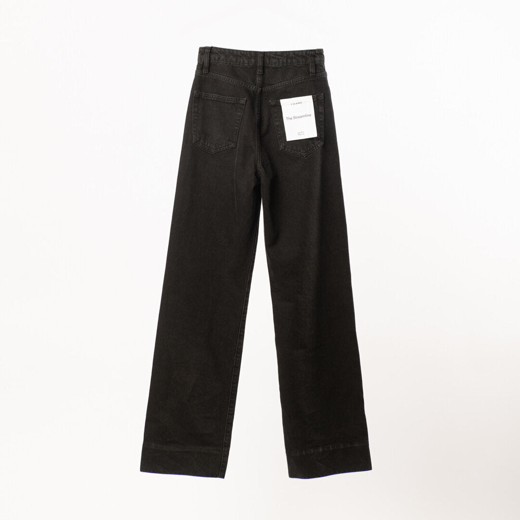 Frame Washed Black Wide Leg Jeans