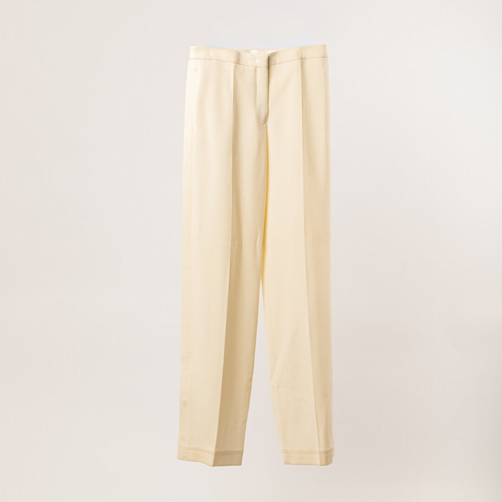 Jill Sander Cream Wool Wide Leg Trousers