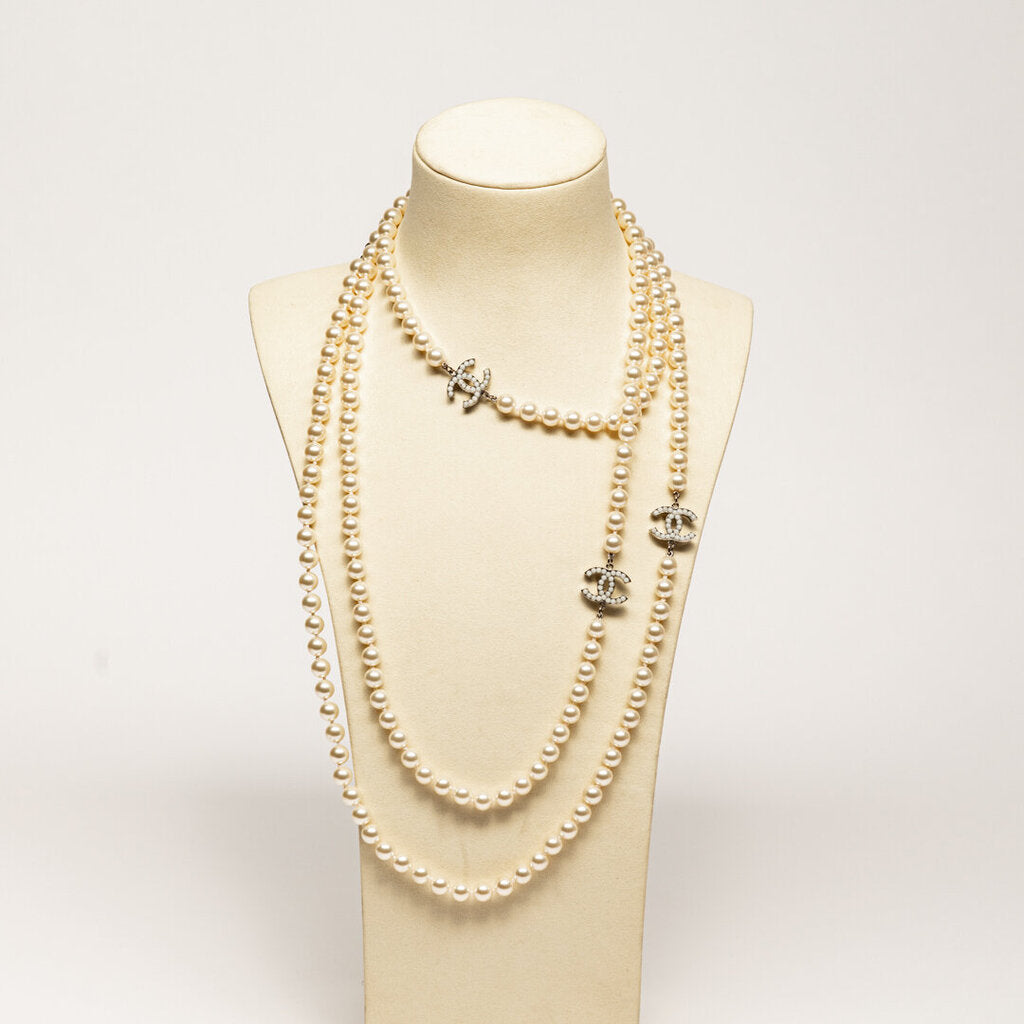 Chanel Double Strand Pearl Necklace