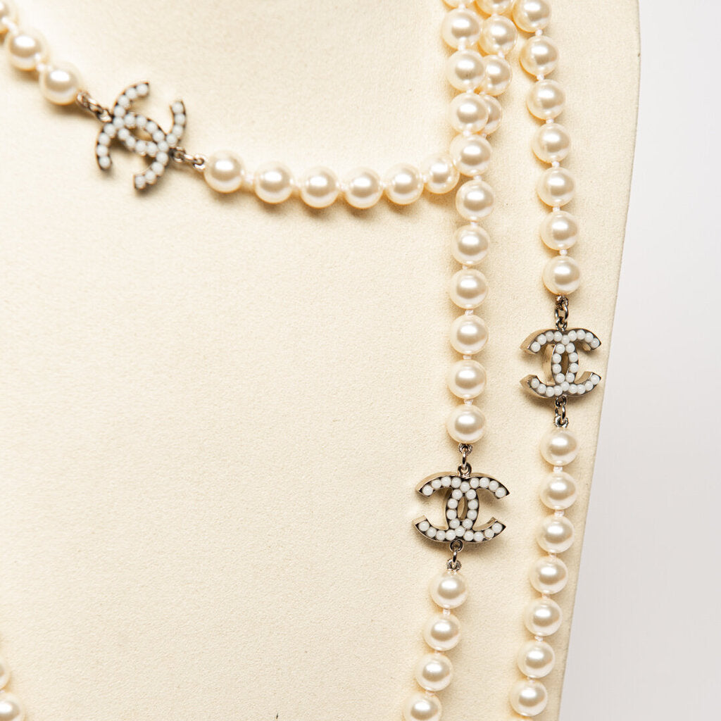 Chanel Double Strand Pearl Necklace