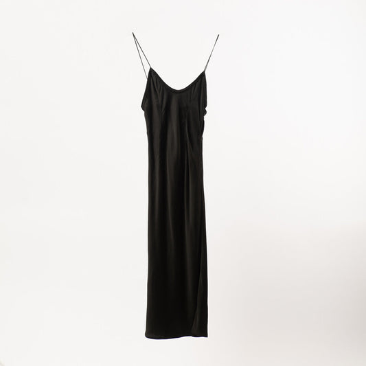 Saint Laurent Black Satin Slip Dress