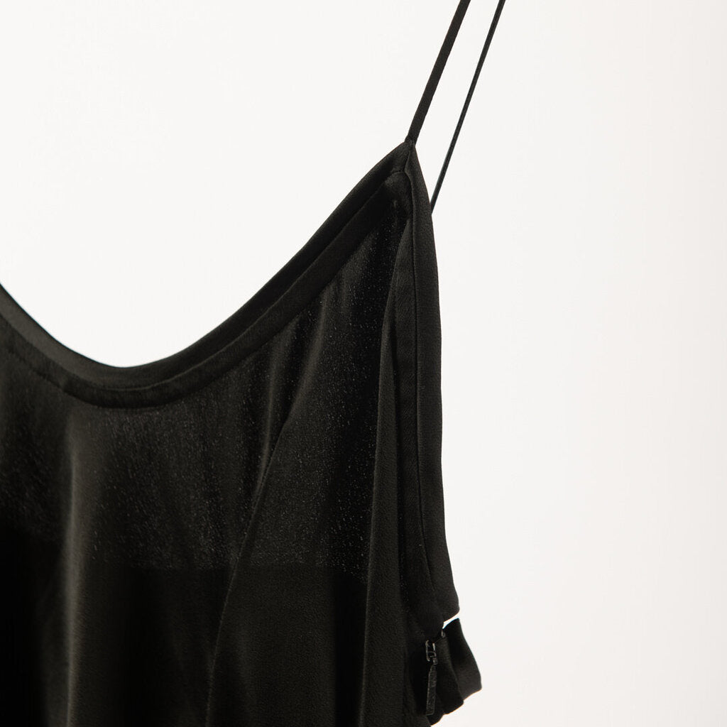 Saint Laurent Black Satin Slip Dress