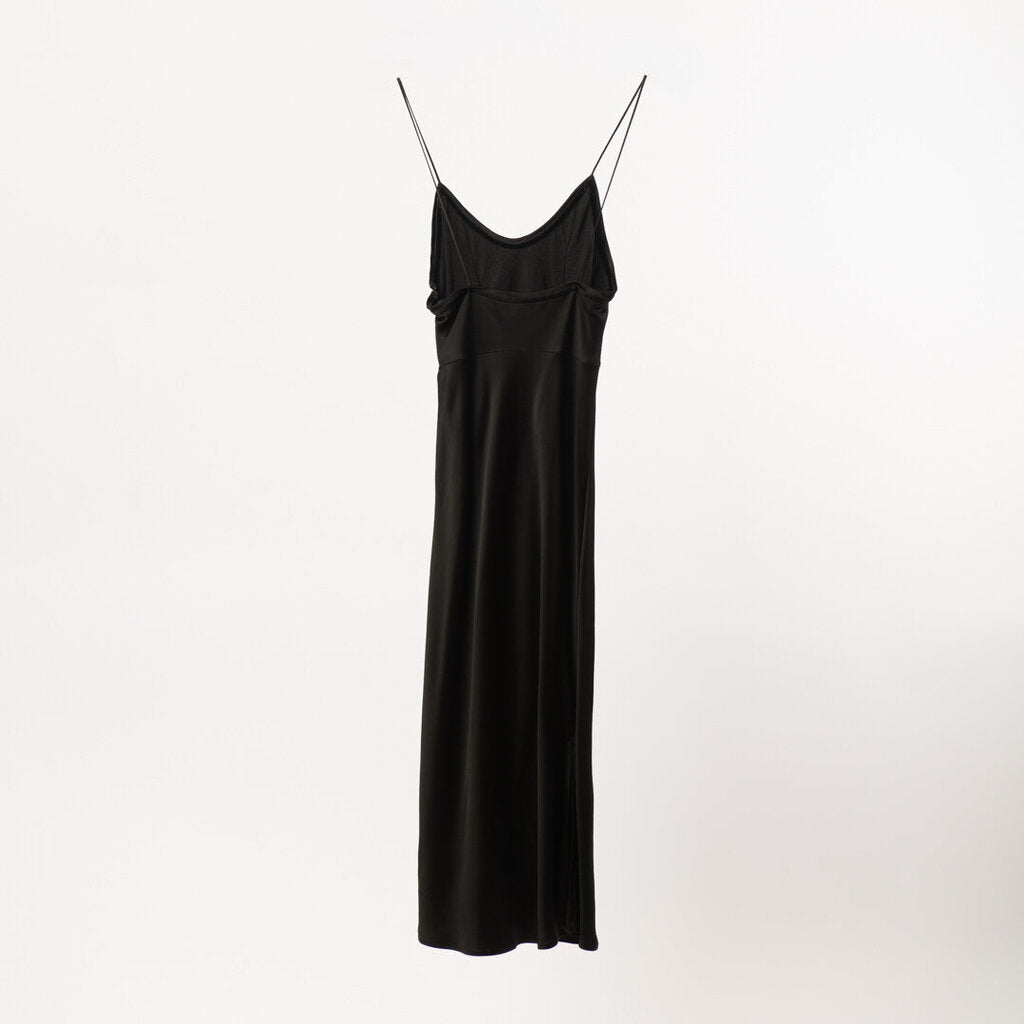 Saint Laurent Black Satin Slip Dress