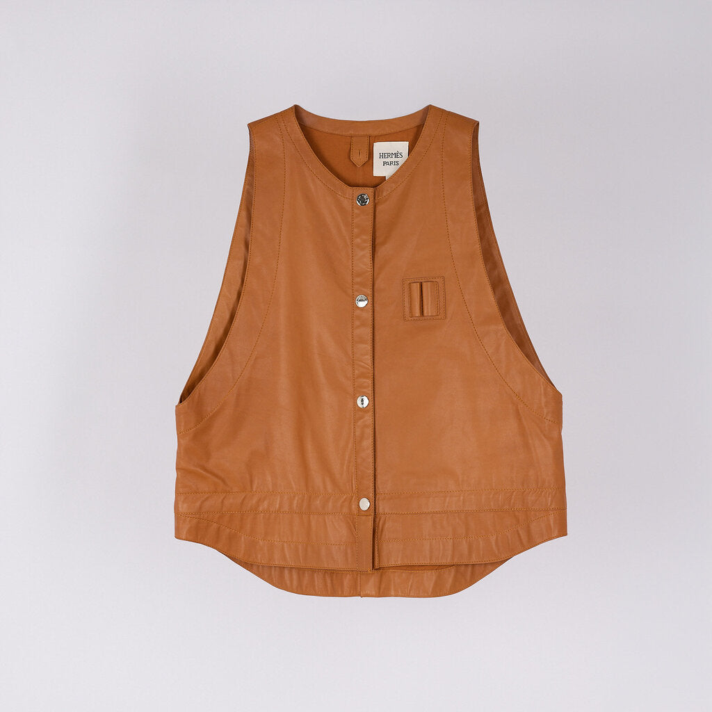 Hermes Brown Leather Vest