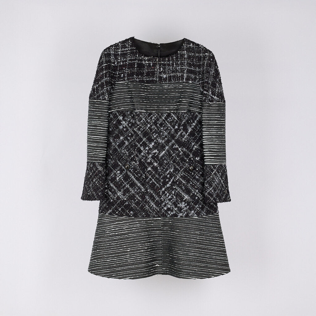 Chanel 2013 Runway Black & White Wool Tweed Dress