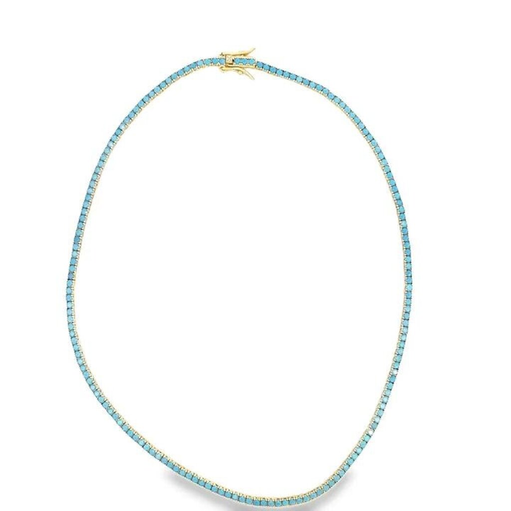 YG Turquoise Tennis Necklace-jetsy