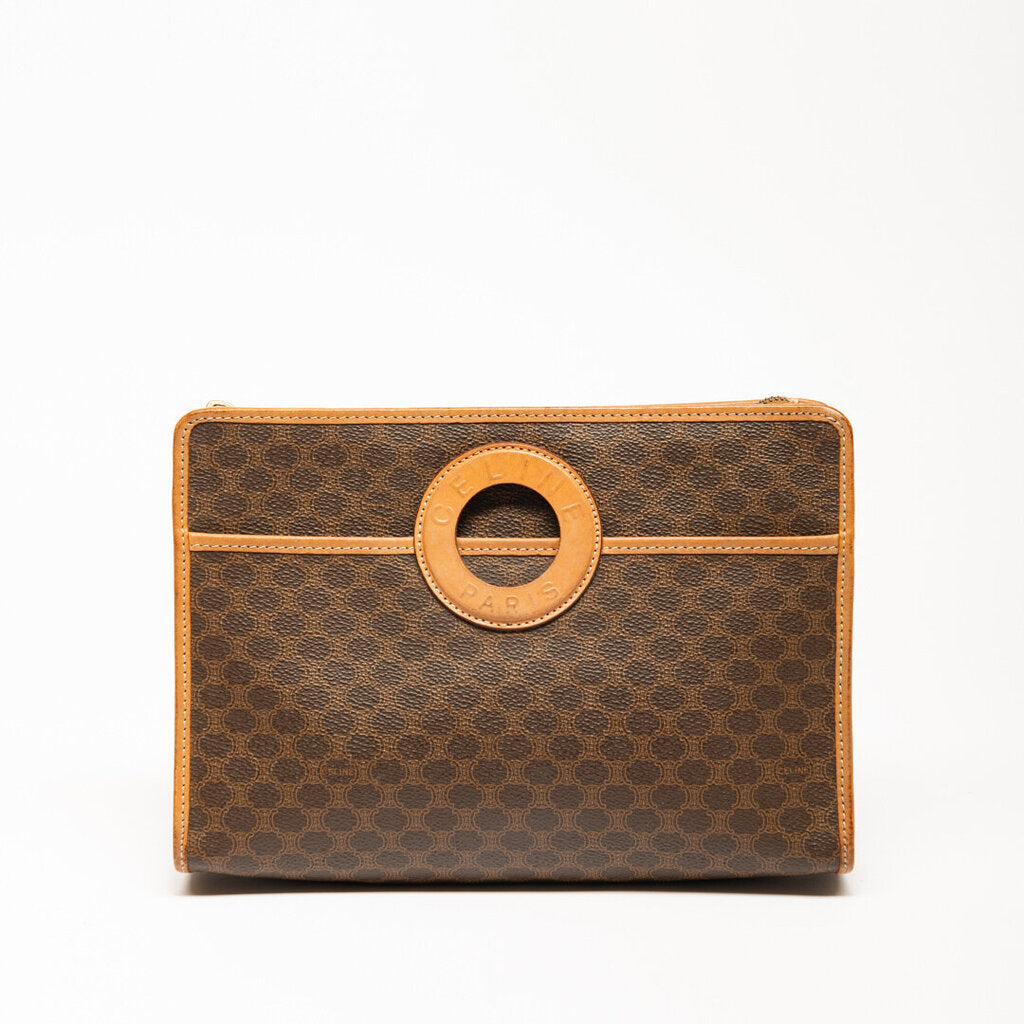 Celine Brown Macadam Circle Clutch