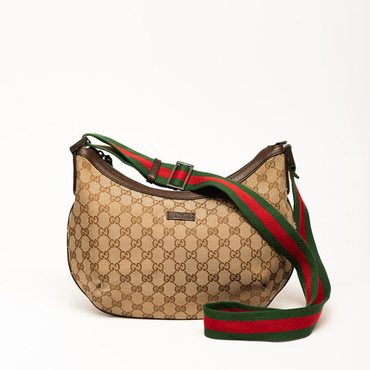 Gucci Monogram Stripe Half Moon Bag