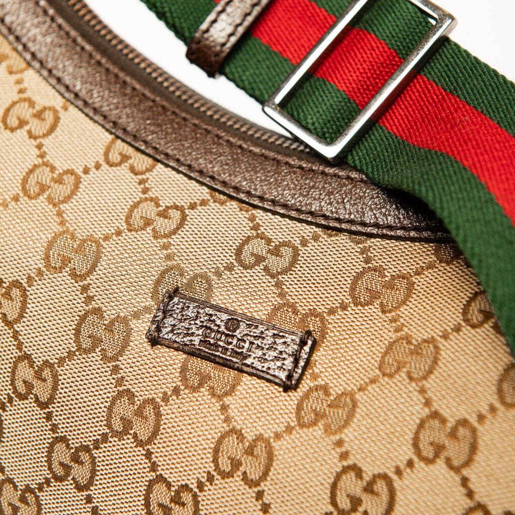 Gucci Monogram Stripe Half Moon Bag