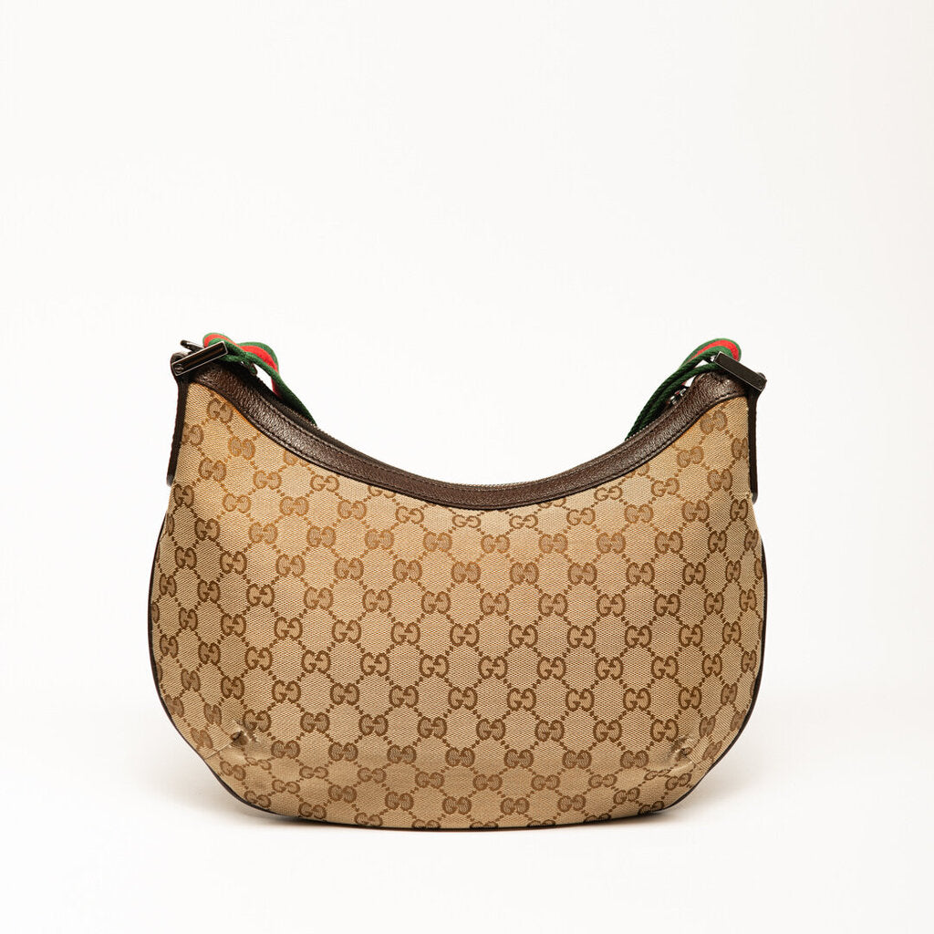 Gucci Monogram Stripe Half Moon Bag