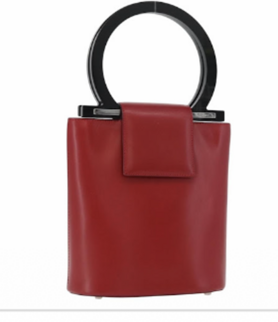 Red Leather Gancini Top Handle Bag