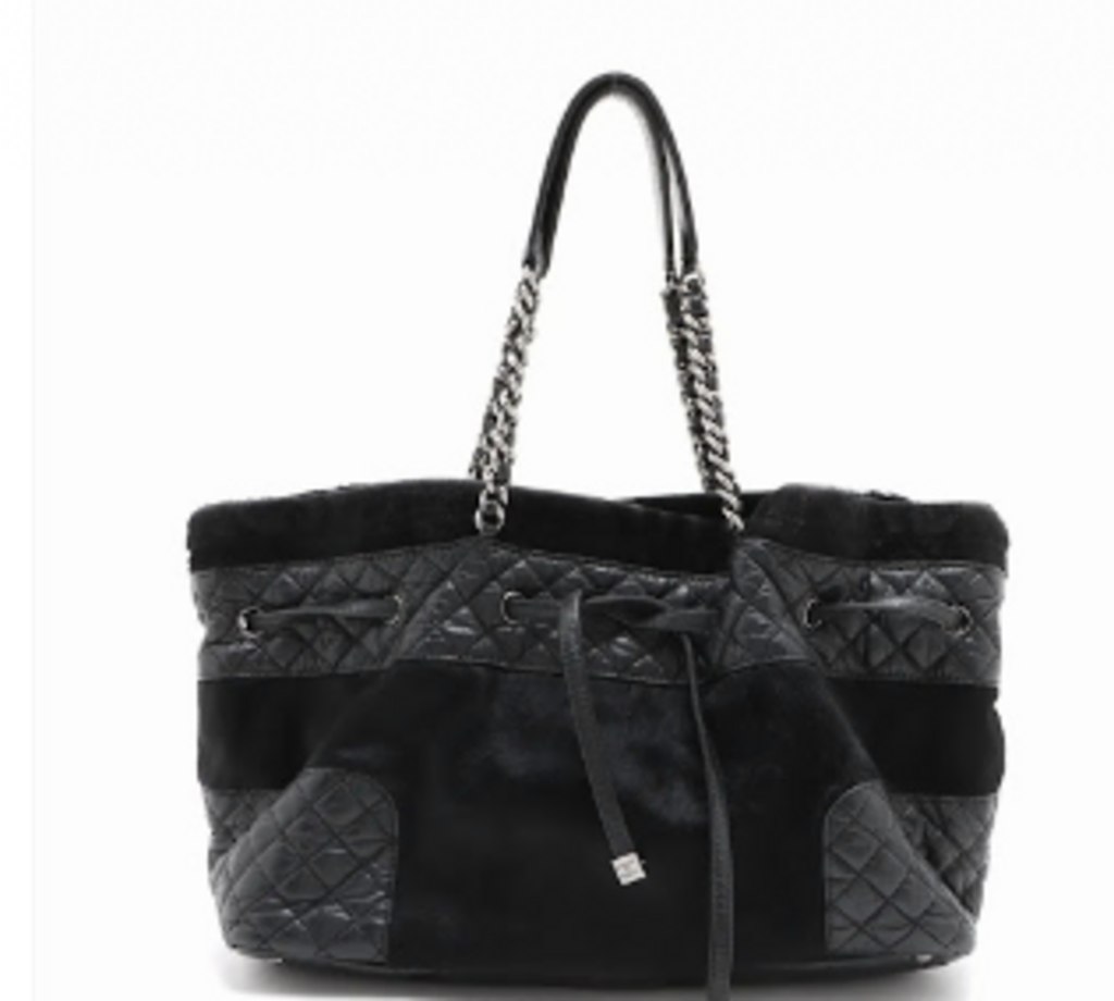 Black Matelasse Chain Tote Bag