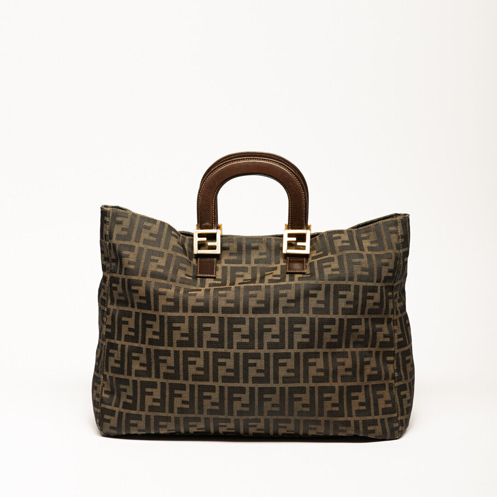 Fendi Brown Zucca Top Handle Tote Bag