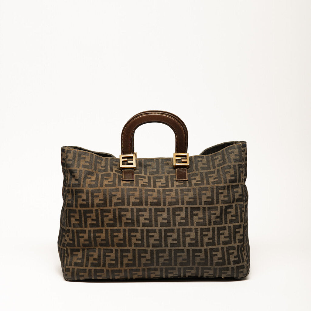 Fendi Brown Zucca Top Handle Tote Bag