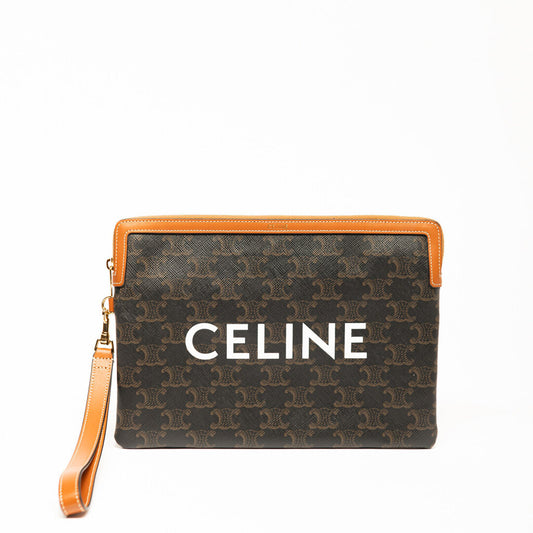 Celine Triomphe Coated Canvas Small Wristlet