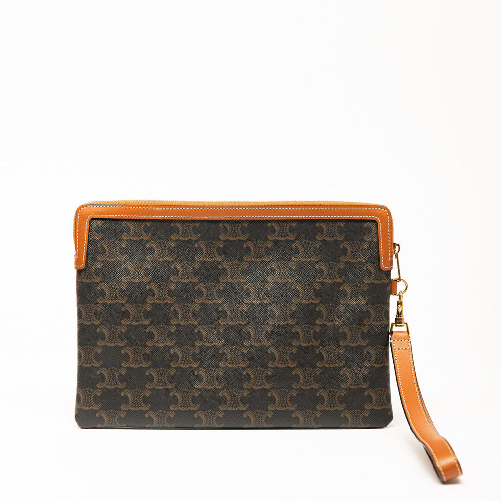 Celine Triomphe Coated Canvas Small Wristlet