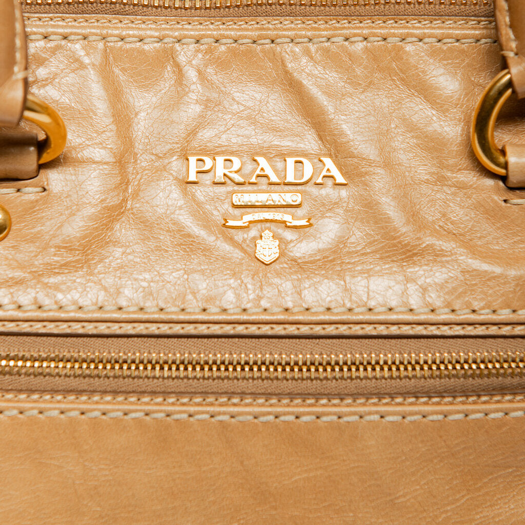 Prada Taupe Leather 2 Way Tote