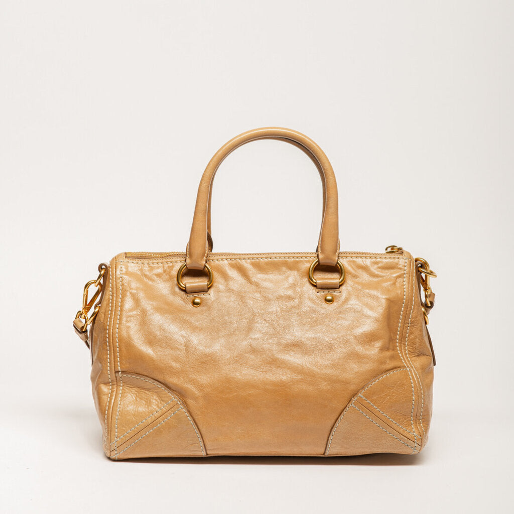Prada Taupe Leather 2 Way Tote