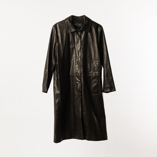 Proenza Black Leather Trench Coat