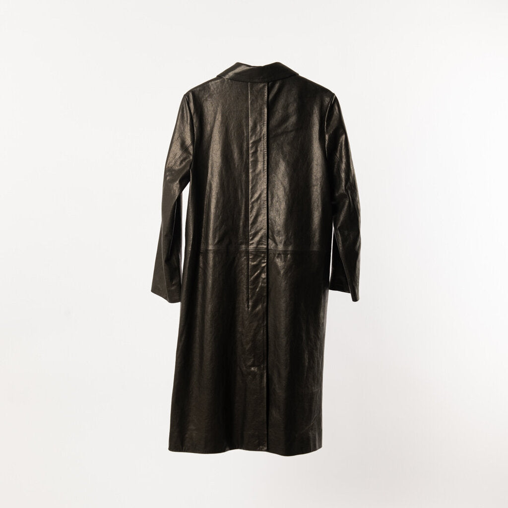 Proenza Black Leather Trench Coat