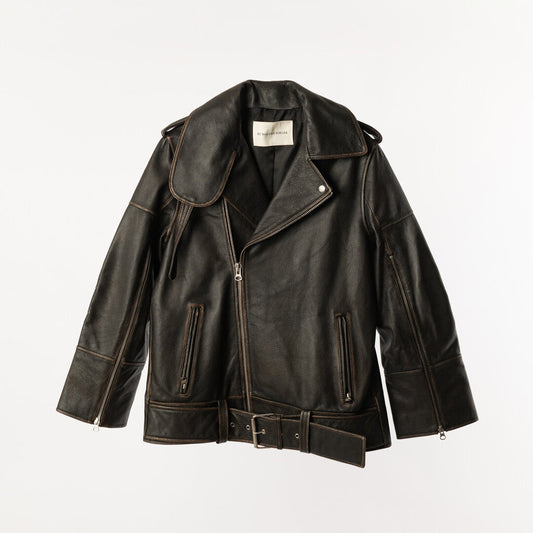 Magda Butrym Distressed Leather Biker Jacket