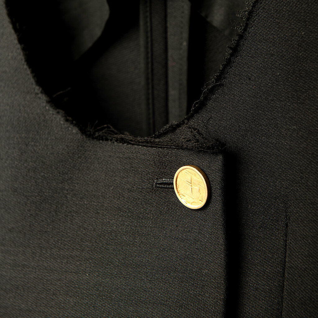 Bottega 2019 Black Wool Blend Frayed Neckline Blazer