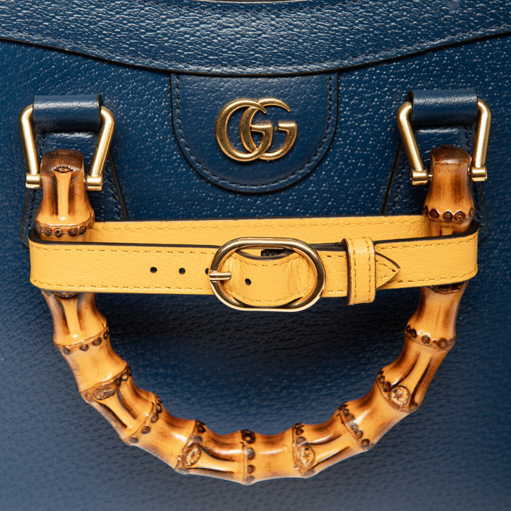 Gucci Blue Leather Diana Bag 2 Way Tote