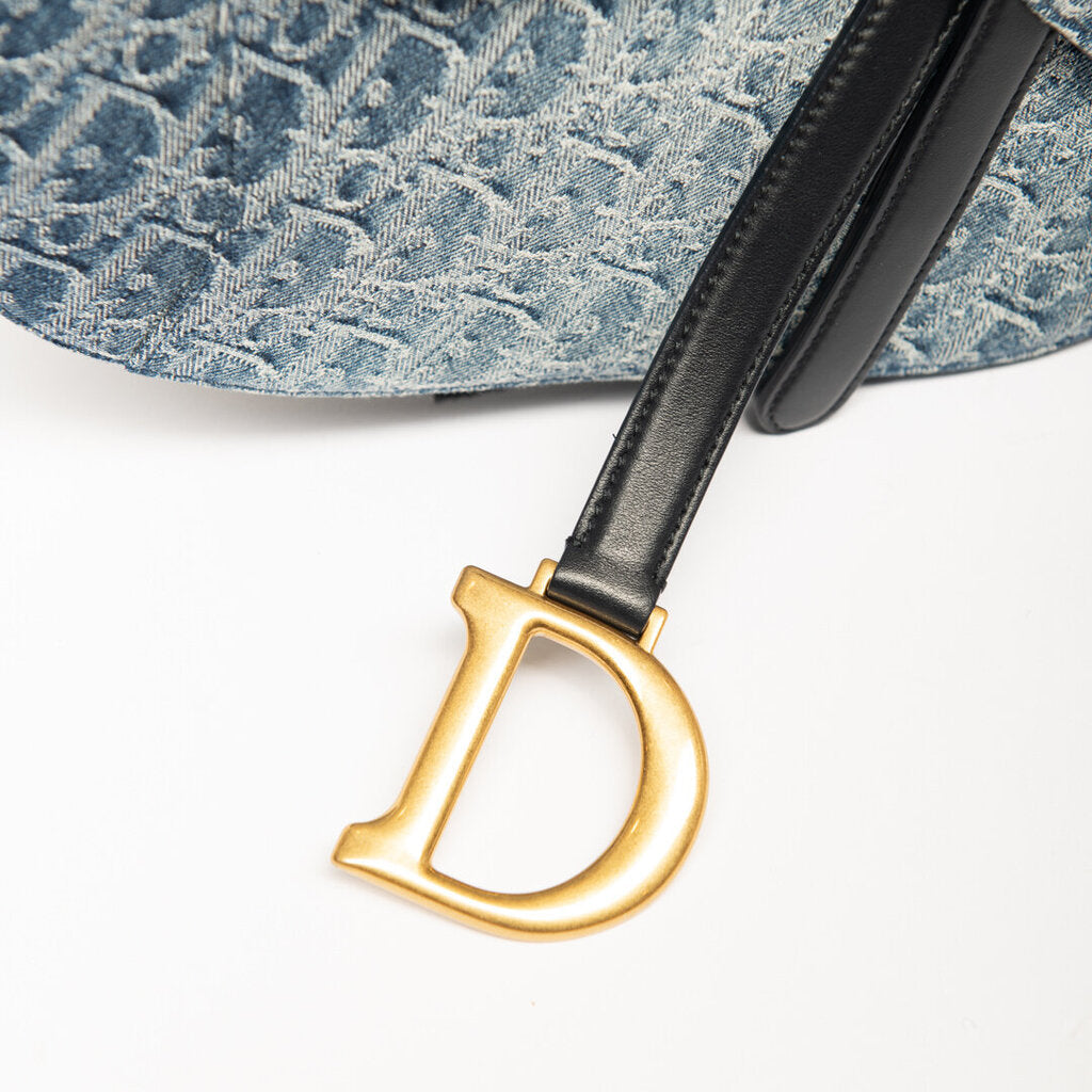 Dior Ombré Denim Medium Saddle Bag (with strap)
