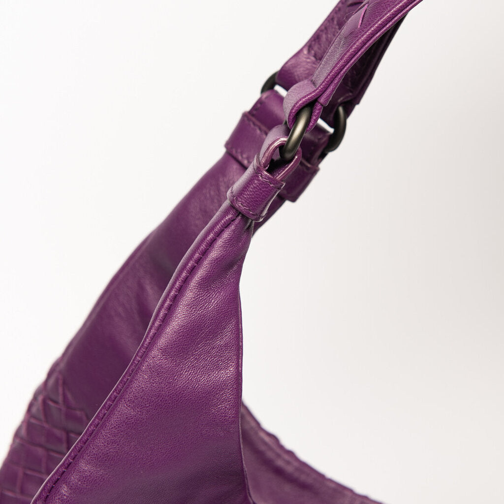 Bottega Purple Intrecciato Leather Hobo Bag