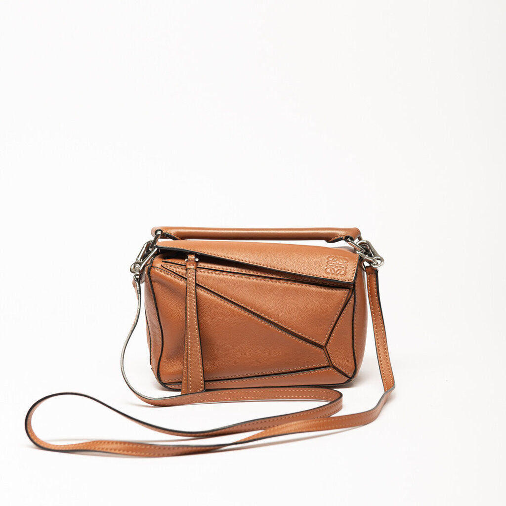 Loewe Brown Leather Mini Puzzle Bag