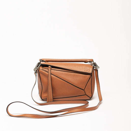Loewe Brown Leather Mini Puzzle Bag