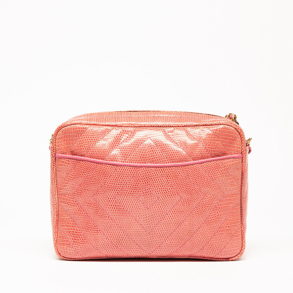 Chanel Vintage Pink Lizard Camera Bag