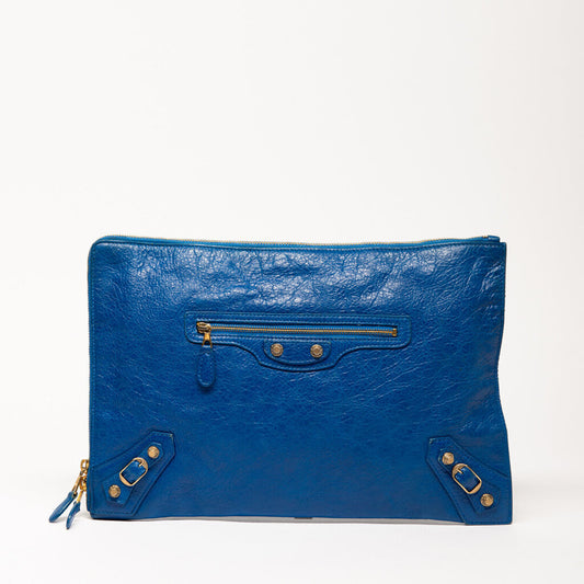 Balenciaga Blue Moto Clutch