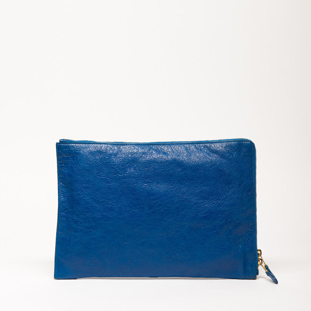 Balenciaga Blue Moto Clutch