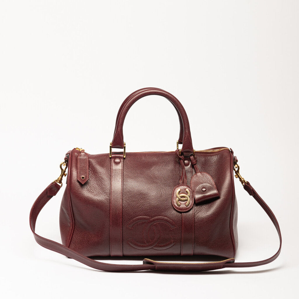 Chanel Burgundy Caviar Boston Bag