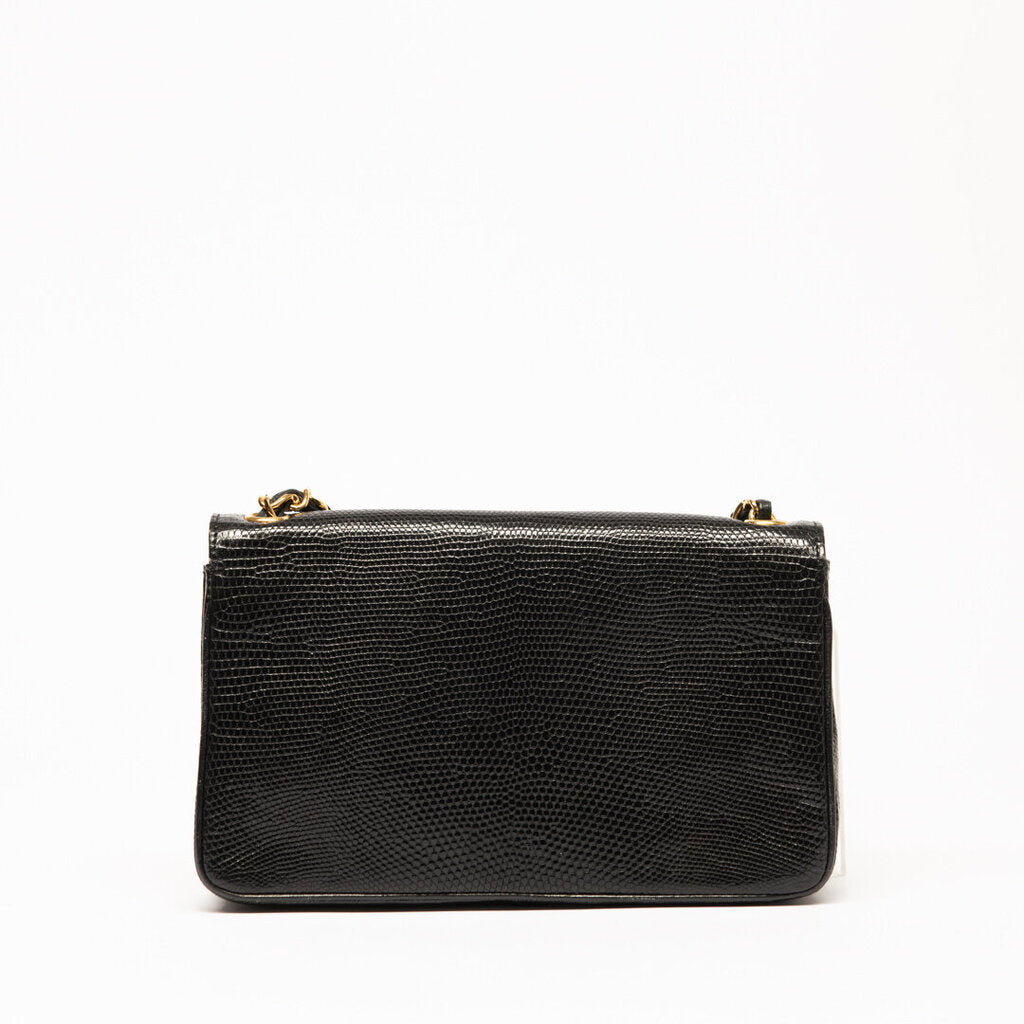 Chanel Vintage Black Lizard Crossbody