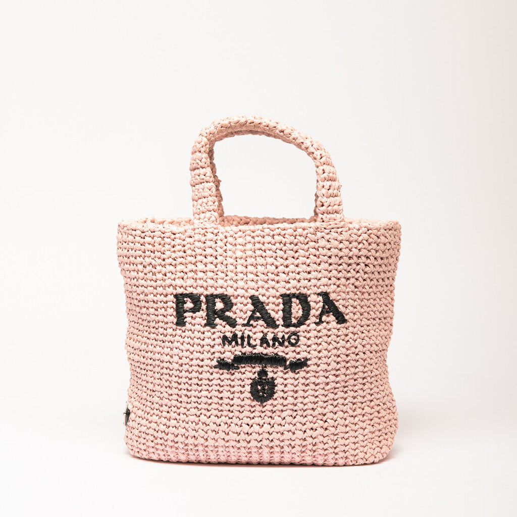 Prada Pink Raffia Small Tote