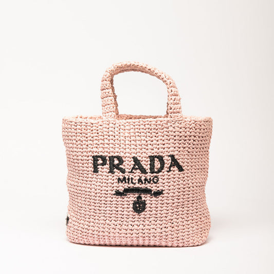 Prada Pink Raffia Small Tote