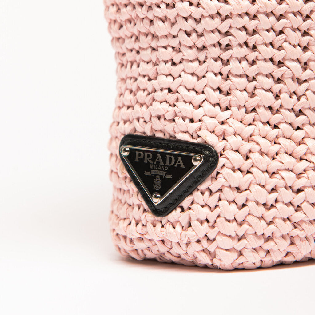 Prada Pink Raffia Small Tote