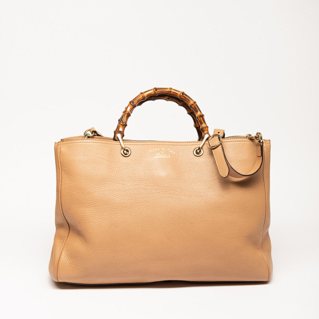 Gucci Brown Leather Bamboo Tote