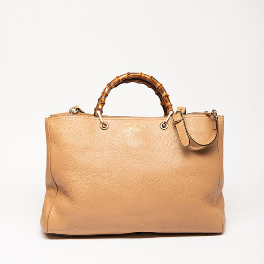 Gucci Brown Leather Bamboo Tote