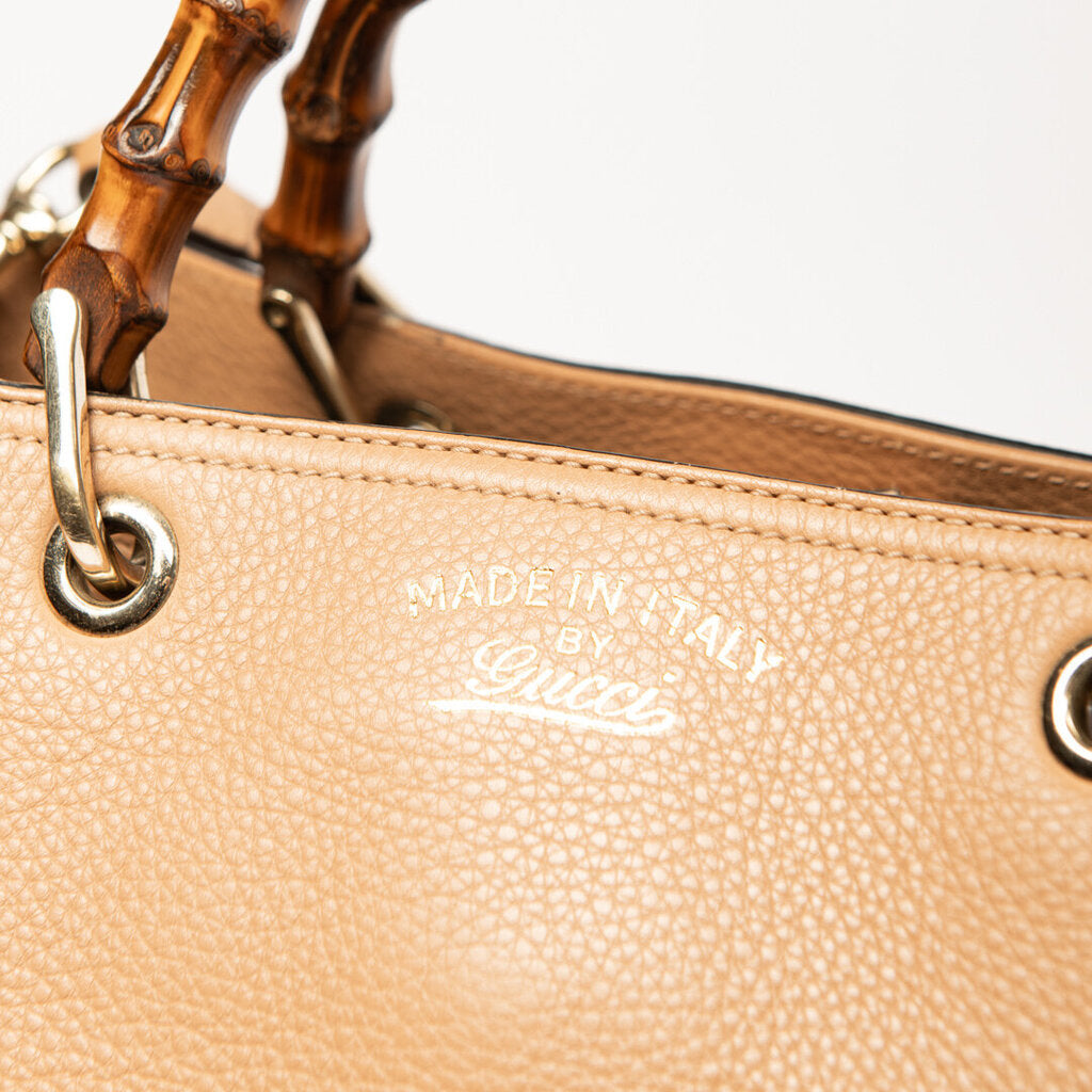 Gucci Brown Leather Bamboo Tote