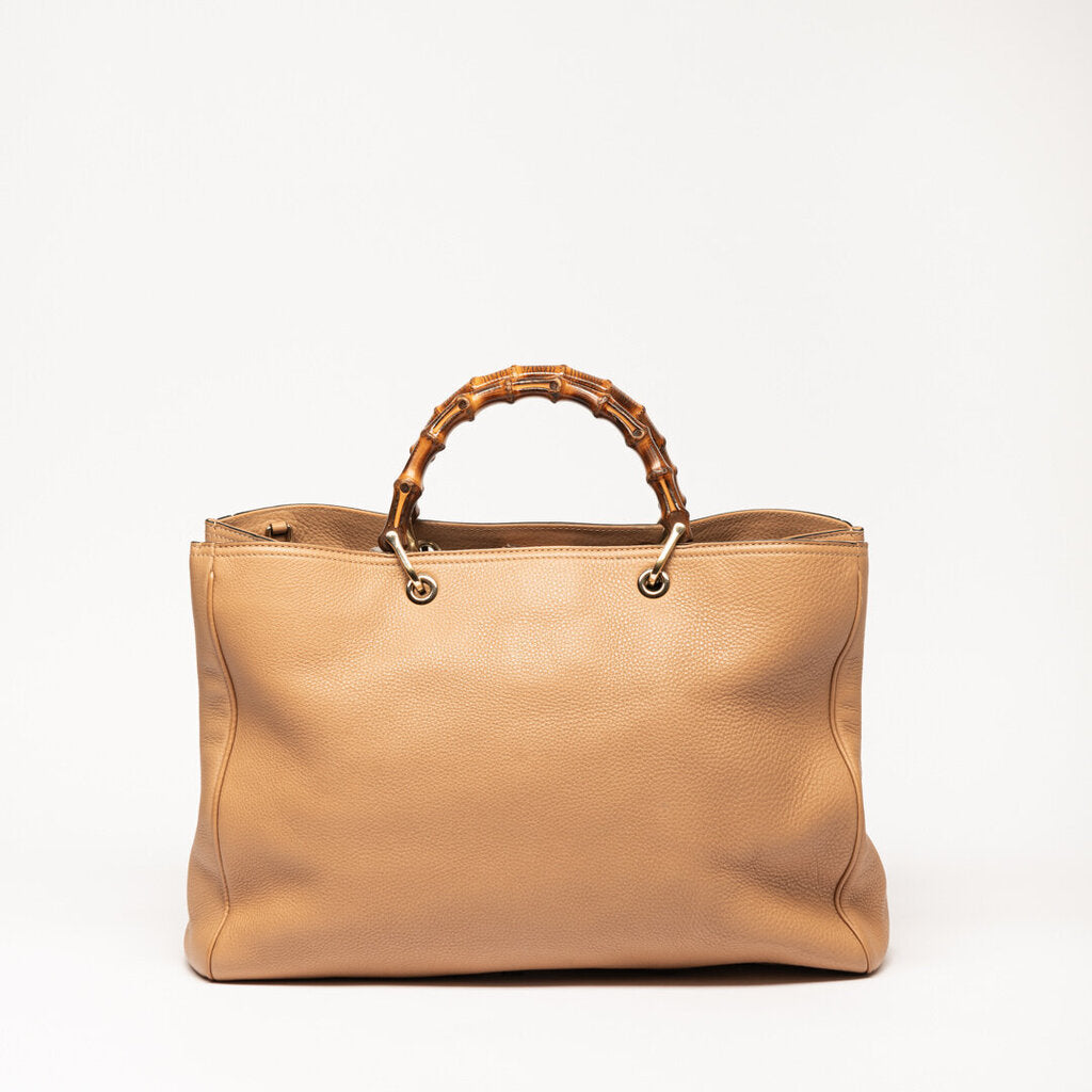 Gucci Brown Leather Bamboo Tote