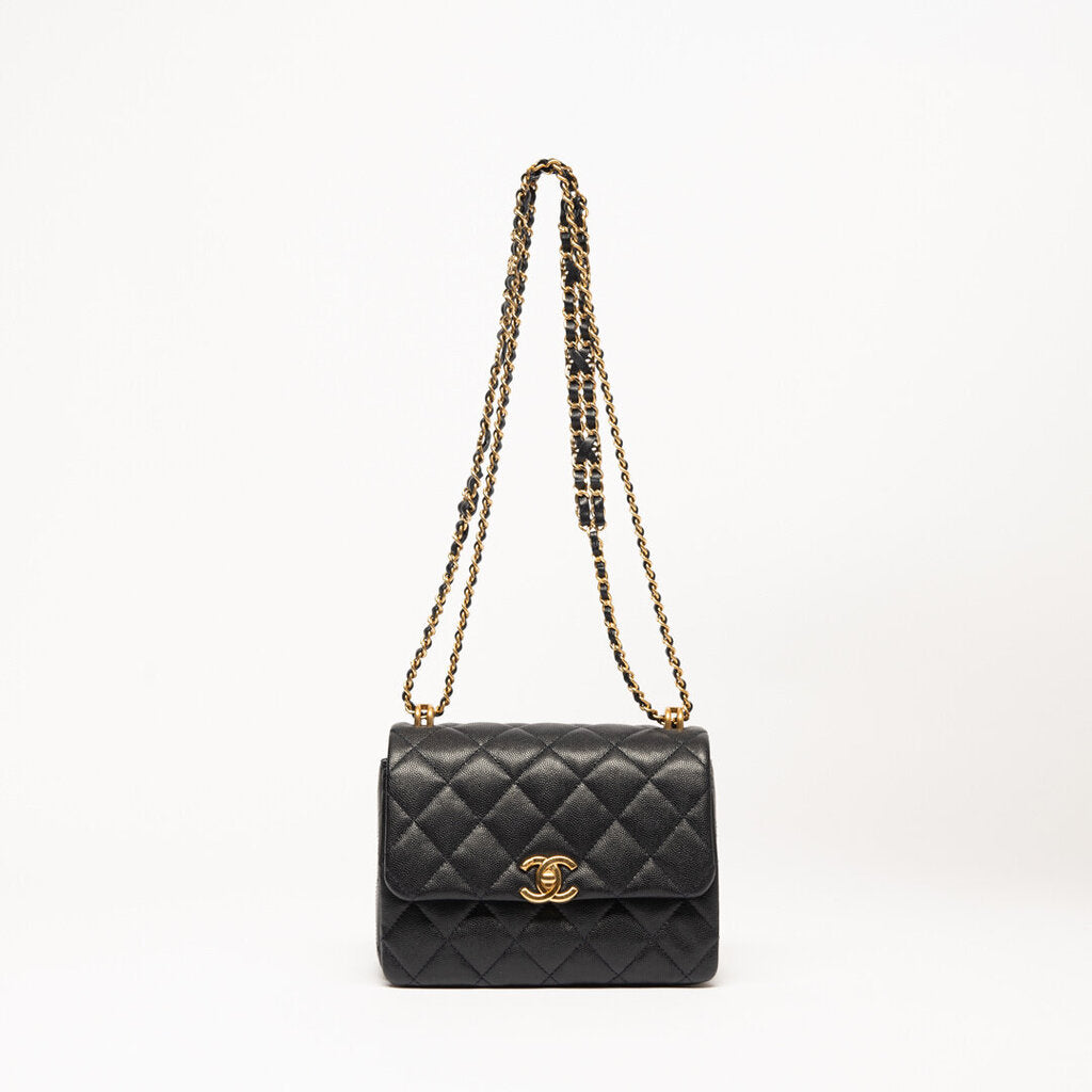 Chanel Navy Caviar Square Classic Flap