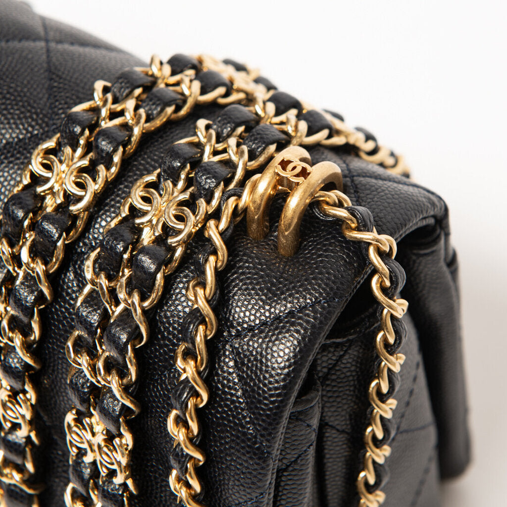 Chanel Navy Caviar Square Classic Flap