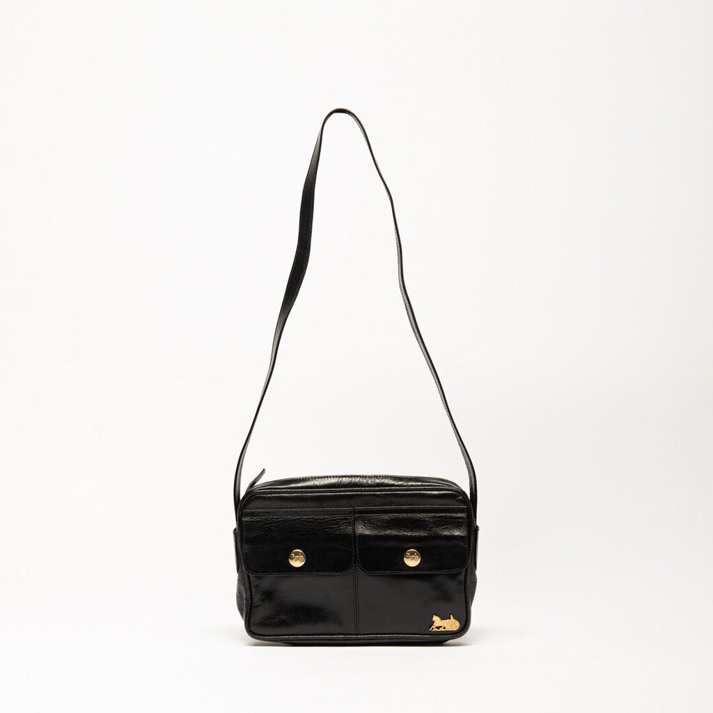 Vintage Black Leather Camera Bag