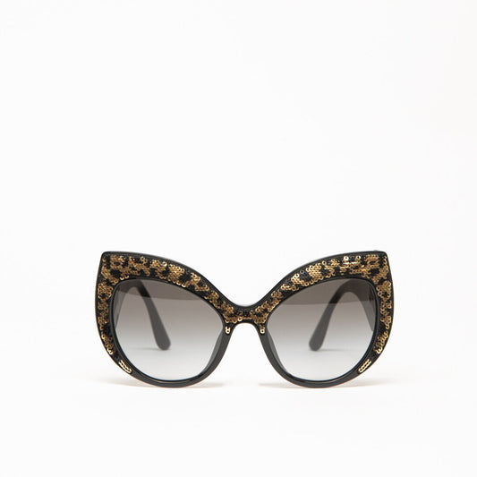 Dolce & Gabbana Black Frame & Gold Sequin Sunglass