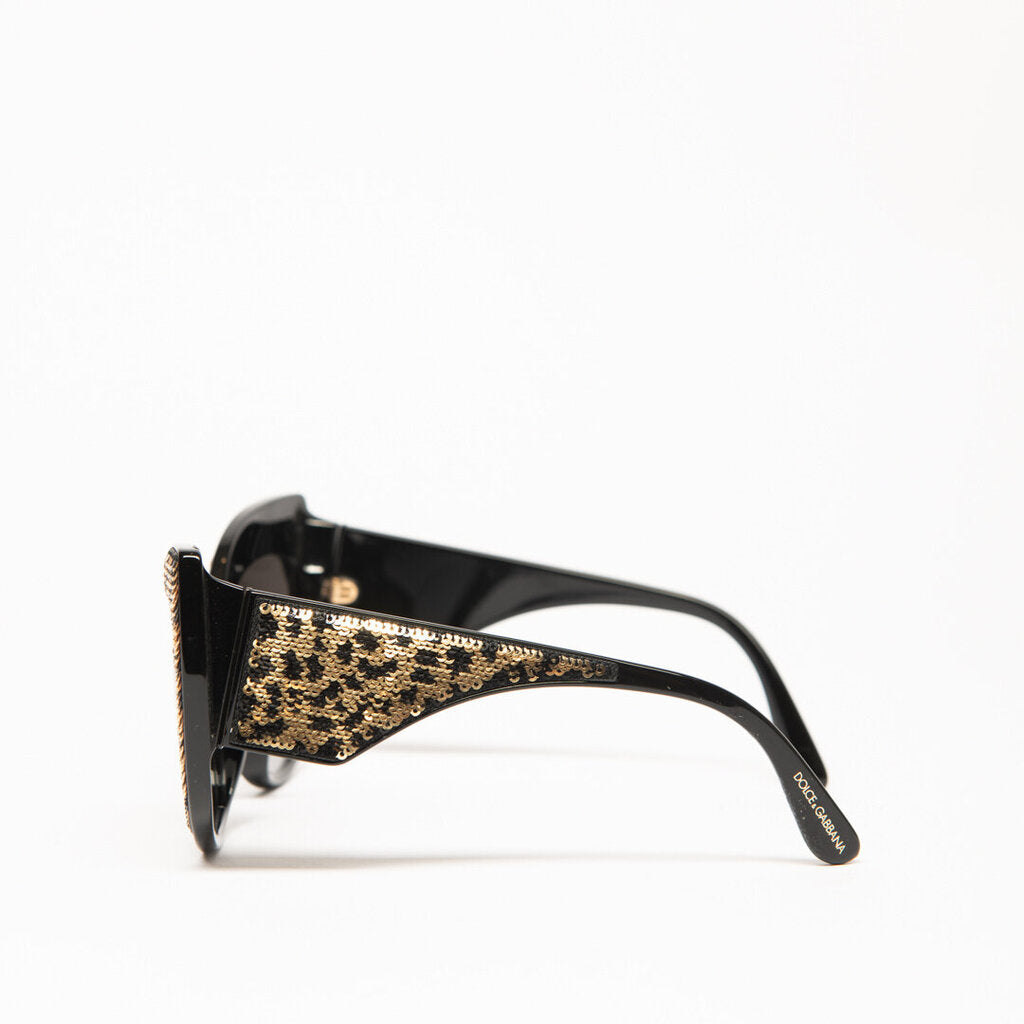 Dolce & Gabbana Black Frame & Gold Sequin Sunglass