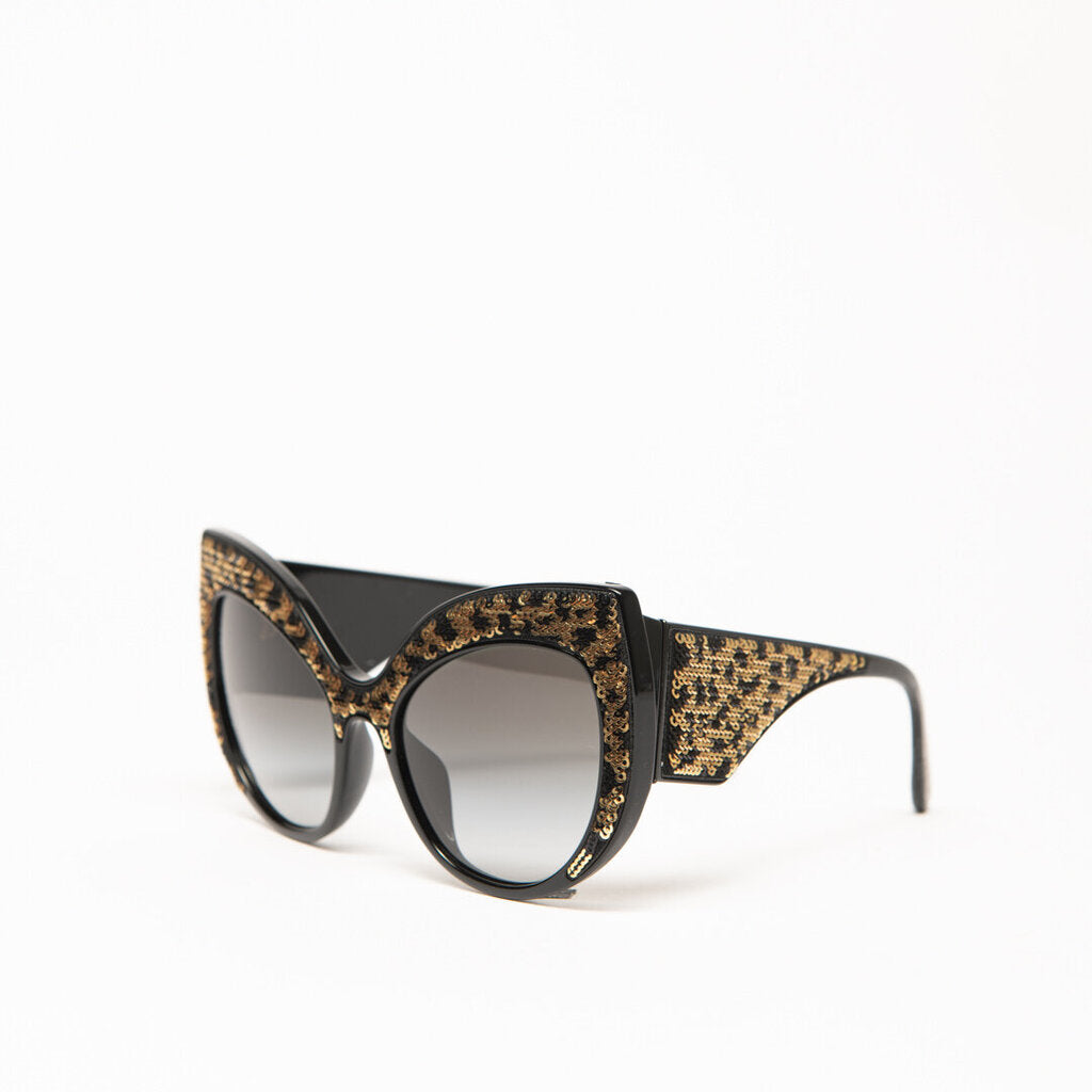 Dolce & Gabbana Black Frame & Gold Sequin Sunglass
